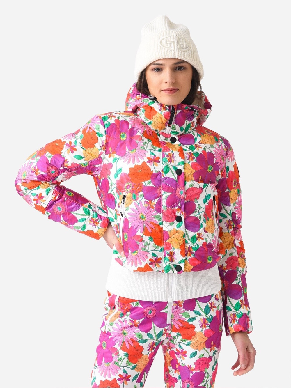 Bogner Love Shack Fancy Down Ski Jacket Floral Print Pink Purple NWT US 8 SellaD